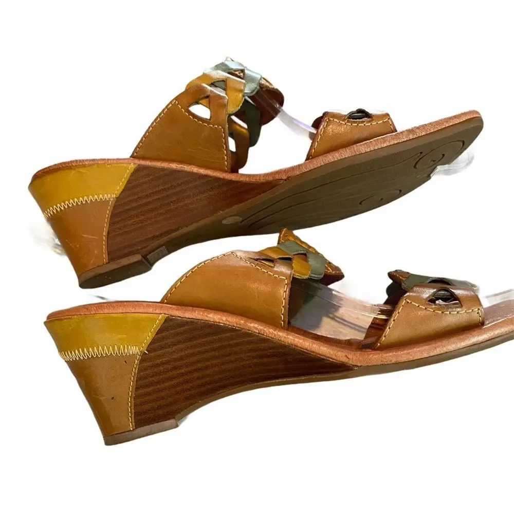 Nurture Boho leather multi color sandal open wedge